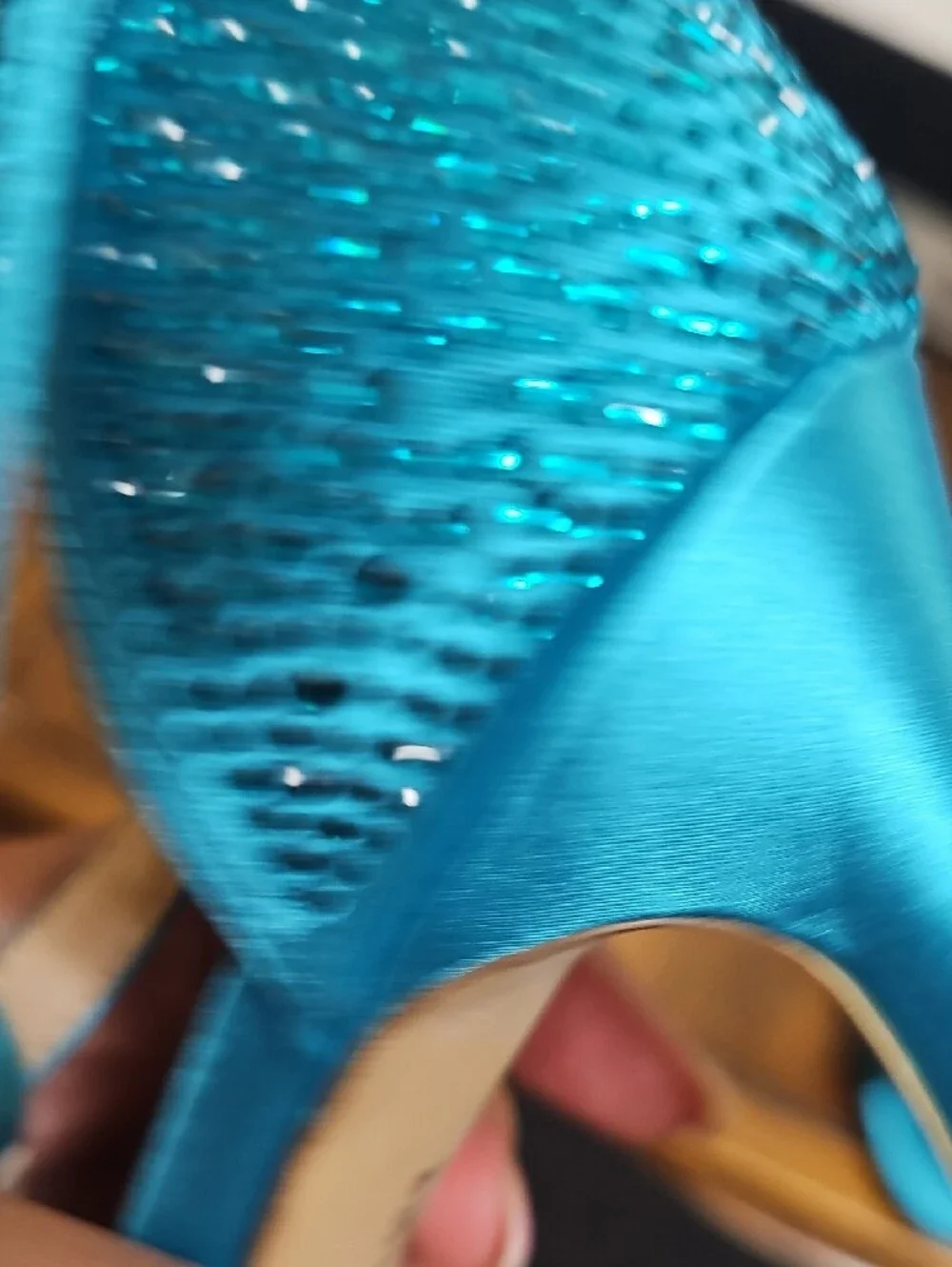 Elegant Teal Satin T-Strap Heels with Bow Accent